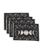 Tahari Home Halloween Set Of 4 Celestial Moon Floral Placemats picture
