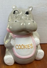 Vintage 1985 Baby Hippo Ceramic Cookie Jar 11
