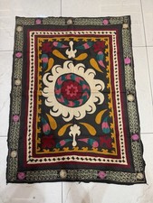 Vintage handmade Suzani tablecover, Uzbek embroidered textiles, Wall Hanging picture