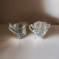 Vintage matching stylish heavy clear glass milk jug & heavy sugar bowl. Used. picture