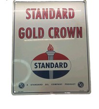 Standard Oil Gas Pump Plate Sign Standard Gold Crown Vintage Style Reproduction picture