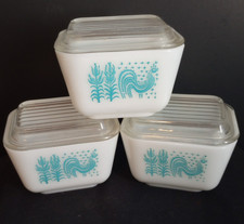 Lot of 3 Vintage Pyrex Amish Butterprint 0501 (501) Refrigerator Dishes w/ Lids picture