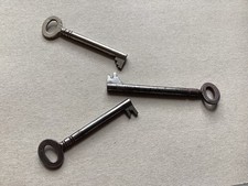 3 (THREE) ANTIQUE LARGE HOLLOW BARREL METAL LOCKING KEYS …. VGC    (KEYS 7) picture