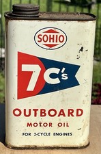 Vintage 1950's SOHIO 7 C's Outboard Boat Motor Oil Can Gas Station Advertising picture
