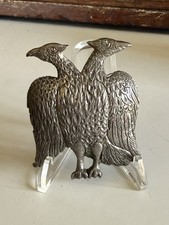 Antique Metal Two Headed Eagle Military Heraldic Insignia 2.75” picture