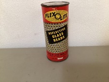 VTG 1950s VINTAGE FLEX-O-LITE REFLECTIVE GLASS BEADS TIN CAN ADVERTISING SIGNS picture