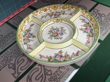Vintage Moriyama Japan Hand Painted Divided Relish Tray Porcelain Flower Plate picture