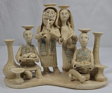 VINTAGE 1997 Sue Treuman Signed Studio Pottery Hanukkah Menorah **Damaged** picture