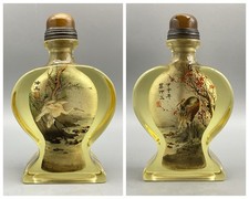 Chinese Old Beijing Glaze Inside Painting Flower Bird Beautiful Bottle Art picture