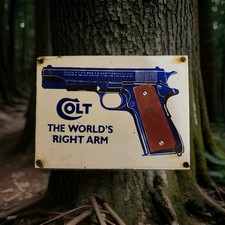 Vintage Colt Revolver Porcelain Sign Gun Pistol Winchester Smith Wesson Gas Oil  picture