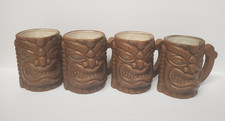 Vintage Quon-Quon Made in Japan Four Tiki Cups Lot. Emerald Green Eyes. 12 Ozs picture