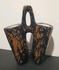STELLA Greek Studio Art Pottery Wedding Vase Vtg 1950s-70s Hand Made in Greece picture