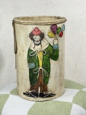 Vintage Louise Allman Papier Mache Clown Wastebasket Art New Port Richey FL picture