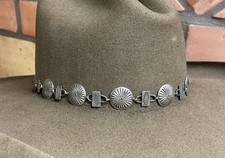 NEW BRAIDED VINTAGE NAVAJO STERLING SILVER CONCHO BOLO HATBAND Olive/ Chocolate picture