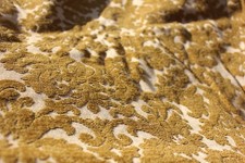 Vintage Gold Botanical Scroll Damask Heavyweight Upholstery Fabric 56x109