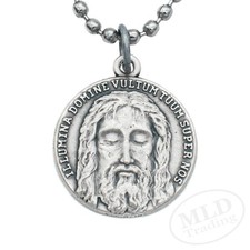 Holy Face of Jesus Medal Necklace – Italian Silver-Plated Catholic Pendant picture