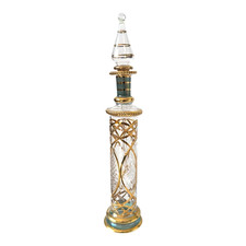 Antique Bohemian Cut Crystal Moser Style Raised Gilt Scent or Perfume Bottle picture