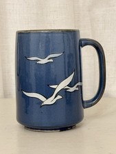 Vintage Otagiri Japan The Sea Stoneware Mug 16oz Oversized Blue Seagull Stein 5