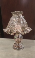 HOMCO Eleanor's Lamp vintage 3-piece fairy lamp Cabbage Rose Pink Iridescent picture