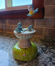 Vintage Norcrest Bluebird Music Box Bird Bath - Ceramic Mid-Century Japan - WORK picture
