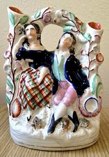 Antique Victorian Staffordshire ceramic spill vase picture