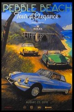 SIGNED 2018 Pebble Beach Concours Tour Poster CITROEN DS Barry ROWE picture