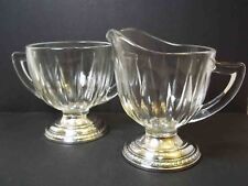 Clear crystal Creamer & open sugar screw on silverplated plastic bases  picture