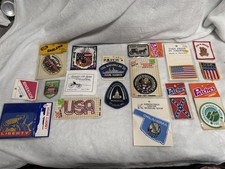 VINTAGE EMBROIDERED PATCH LOT OF 14 USA LIBERTY OKLAHOMA PEARL HARBOR AMISH picture