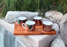 VIntage Este Italy Silver Chrome Mirror Finish Coffee Cappuccino Mugs Cups Set 4 picture