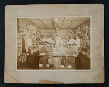 antique BRISTOL ri GROCERY STORE PHOTO occupational workers interior dog picture