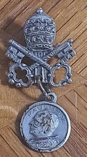 Vintage Vatican City Coat Of Arms Religious Brooch Marked Italy Pope Paul VI picture