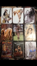 Huge Lot Of 9 Pinup Woman Metal Tin Signs 8”X12” picture