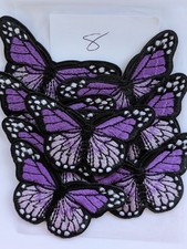 8x Purple Butterfly Iron / Sew on Patch Applique Job Lot / Bulk Buy picture