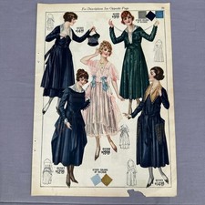 1917 Bellas Hess Fashion Catalog Pages Lot 10 Antique Womens Dresses Clothing picture