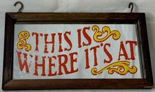VTG Painted Wood-Framed Mirror 1974 Wallace Berrie Decor “This Is Where It’s At” picture