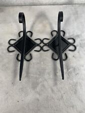Set Of 2 Rustic Cast Iron Wall Mount Arm Hooks Plant Hangers Heavy Duty picture