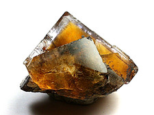 MINERALS :  TRANSPARENT ORANGE AND PURPLE FLUORITE, MINERVA NO. 1 MI, IL, 199 GR picture