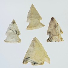 Vintage Hand Knapped Stone Arrowhead Set Notched Flint Chert Artifacts 4pc picture