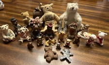 Vintage Lot Of 24 Small Bear Figurines -1”-6” Tall - Ceramic, Resin, Stuffed Etc picture