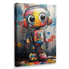 Banksy Graffiti Robot Framed Canvas Wall Art 12