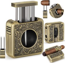 Luxury Cigar Cutter V Cut 4 In 1 Stainless Steel Guillotine Holder,Punch 60 Gaug picture