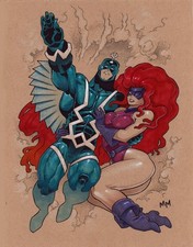 BLACK BOLT AND MEDUSA ORIGINAL COLOR DRAWING picture