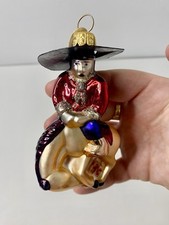 Eurovue Blown Glass Ornament Made In Poland Man Riding Bronco Horse Rodeo READ picture