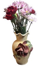 Antique Textured Painted Vase 3D Effect Farmhouse Country Chic Home Decor picture