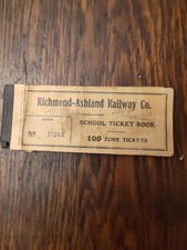 1938 Richmond-Ashland Railway Co School Ticket Book 100 Ride Tickets Virginia picture