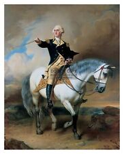 PRESIDENT GEORGE WASHINGTON RIDING HORSE WITH SWORD PAINTING 8X10 PHOTO picture