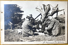 1912 RPPC Men Playing Poker Outdoors Antique Real Photo Postcard A Friendly Game picture