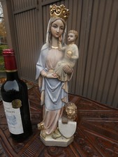 Vintage Flemish Our lady flanders lion snake stoneware madonna  statue rare picture
