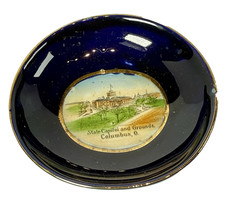 COLUMBUS OHIO OH Antique Souvenir Cobalt Blue Porcelain STATE CAPITOL Trinket picture