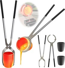 6 (13.2lbs-6kg) Crucible Tongs Set with Lifting Tongs, Pouring Tongs and 2 Graph picture